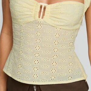 Princess Polly Yellow Eyelet Top
